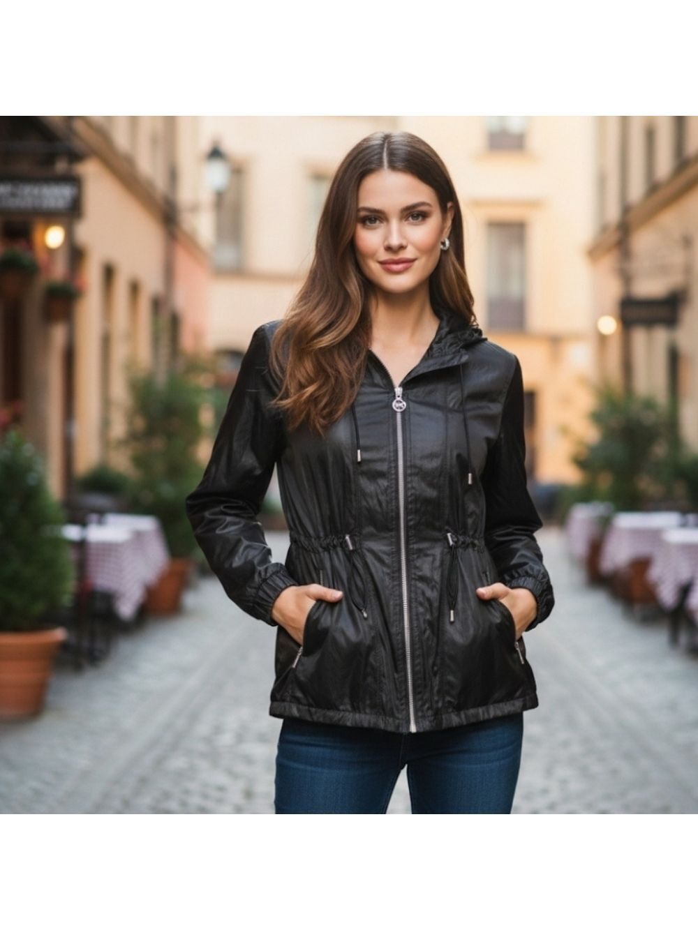 Michael Kors Black Metallic Light Jacket Size Medium